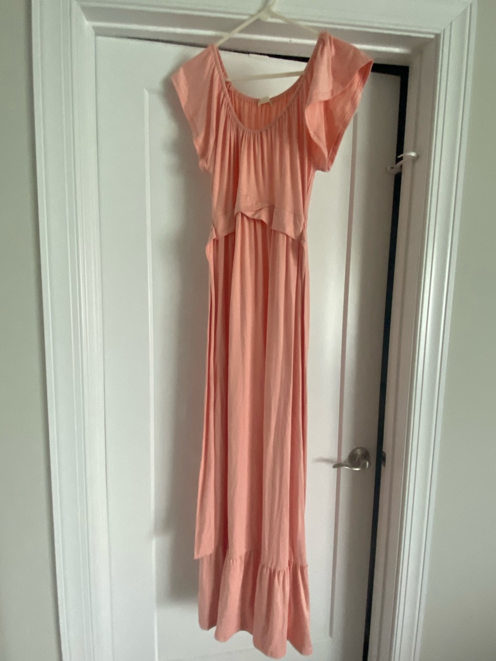 Flutter Sleeve Peach Maxi Dress for Women